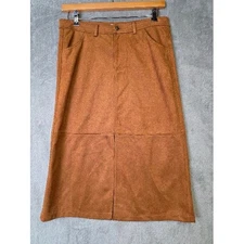 Frye and Co. Womens Brown Faux Suede A Line Midi Skirt Career Casual Size 10
