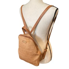 Sun N Sand Natural Fiber Woven Small Beach Backpack Cloth Lined