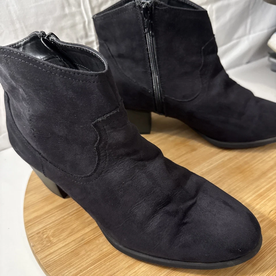 Botas para mujer descoloridas gris gloria plateadas botas al tobillo talla 11 punta redonda bota de tracción Foto 2 de 4