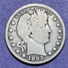 1893 S 25C Barber Quarter 90% Silver U.S. Coin