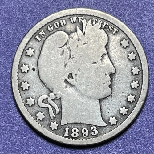 1893 S 25C Barber Quarter 90% Silver U.S. Coin