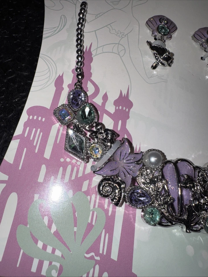 Disney Princesa Sirenita Ariel Conjunto de Joyería de Disfraz Collar Clip Pendientes Foto 4 de 4