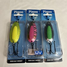 3 Blue Fox Fishing Spoon Egg-Sac Salmon Trout Lure 7/8 Vintage New Old Stock