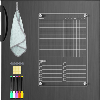 Acrylic Magnetic Chore Chart for Kids Teens Adult Family, Clear Dry Erase Acryli
