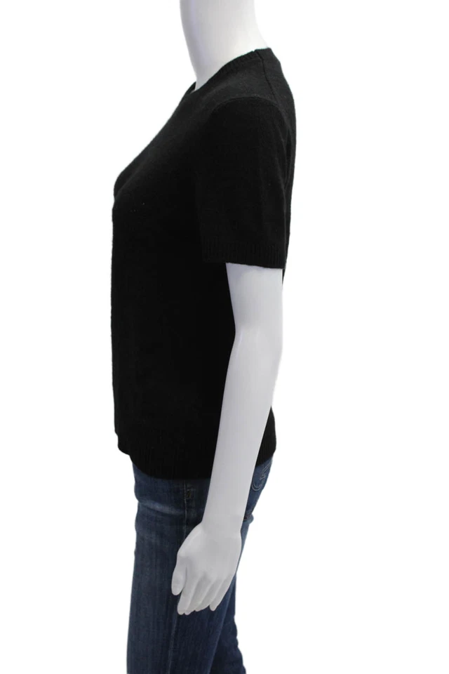 Suéter suéter de cachemir negro cuello redondo manga corta Theory para mujer talla S Foto 2 de 4