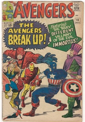 Avengers #10 (G) 1964 Marvel Comics ''The Avengers Break Up!'' 1st App Immortus!