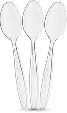 Clear Plastic Tea Spoons Disposable Cutlery Medium Weight Utensils 200 Count