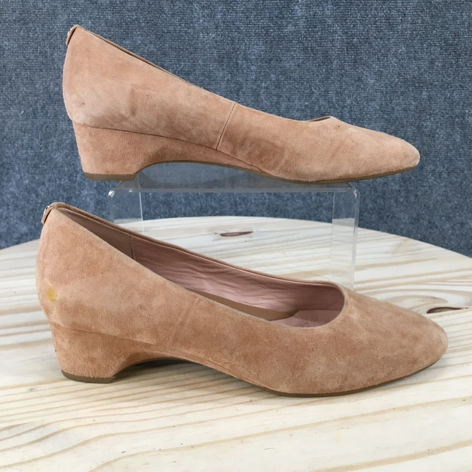 Tacones bajos cómodos Taryn Rose Pump para mujer 10 B rosa gamuza cuero demi cuña Foto 2 de 4