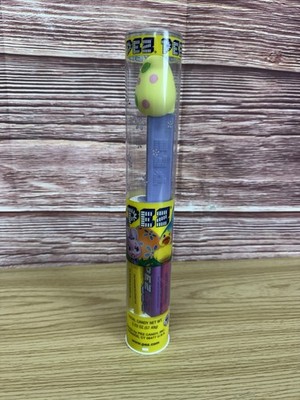 PEZ Candy Dispenser 2012 Yellow EGG Polka Dots lavender stem 11'' TUBE SEALED