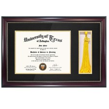 GraduationMall 11x17 Mahogany Diploma Frame with Tassel Holder for 8.5x11 Cer...