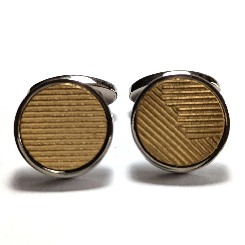 Gemelos redondos Tateossian oro × plata cuero italiano × titanio en caja sin usar Foto 4 de 4