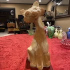 RARE Vintage Fenton Chocolate Swirl Glass Winking Alley Cat Figurine 11” Ex Cond
