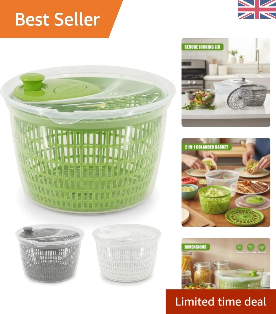 Effortless Manual Salad Spinner - 24cm Vegetable Washer for Quick Drying Greens