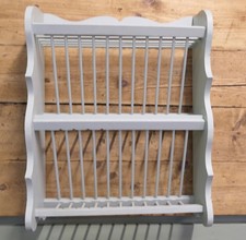 Large Painted Wall Hanging Pine Plate Rack