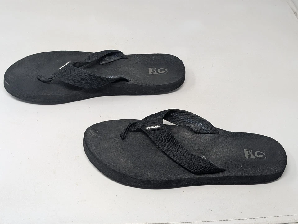 Sandalias chanclas Teva Mush II para mujer talla 10 tanga negras 4198B Foto 2 de 4