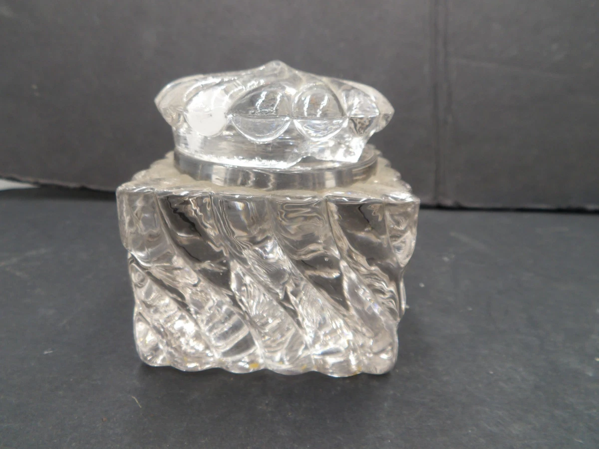 Sterling Silver and Cut Crystal Inkwell With A Seperate Sterling Base