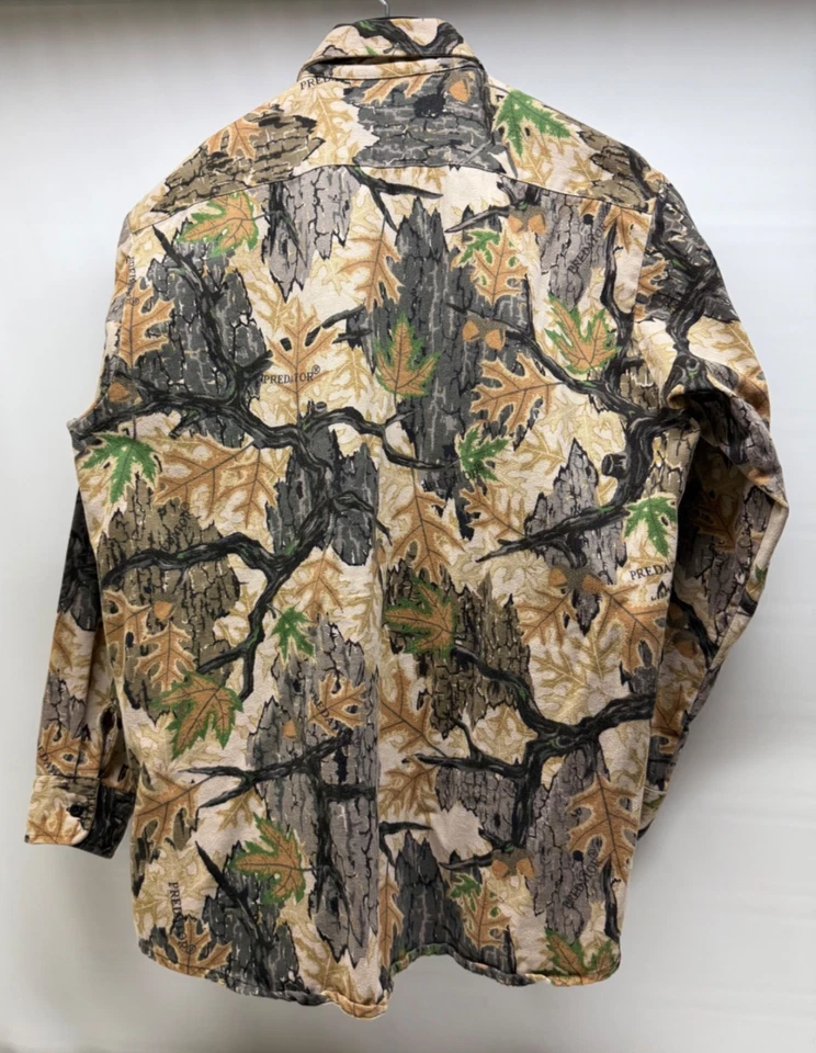 Vintage Predator Camouflage Shirt Jacket Long Sleeve Mens (L-XL) Hunting USA - Image 4 of 4