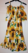 DOLCE & GABBANA Open Shoulder Sunflower Midi Dress Size 40