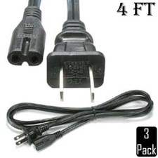 3x 4FT US 2 Prong Port Laptop Adapter Power Cord Cable Figure 8 Male Plug 18/2
