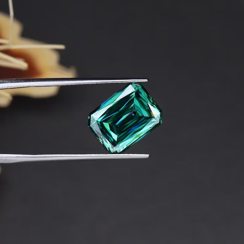 Green Color Criss Cut Loose Moissanite Excellent Cut TO 10 Ct For Jewelry