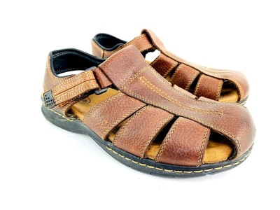 Dr. Schollâs Sandals Mens 10 Gaston Brown Leather Fisherman Comfort Walking Shoe | eBay