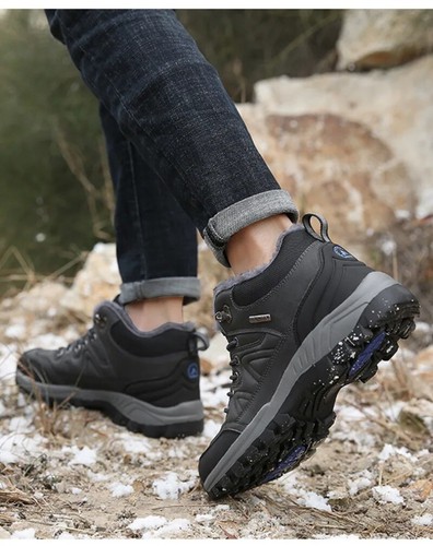 Zapatos de Senderismo de Cuero Cálidos para Hombres Tenis Antideslizantes Impermeables de Alta Calidad al Aire Libre - Imagen 11 de 21