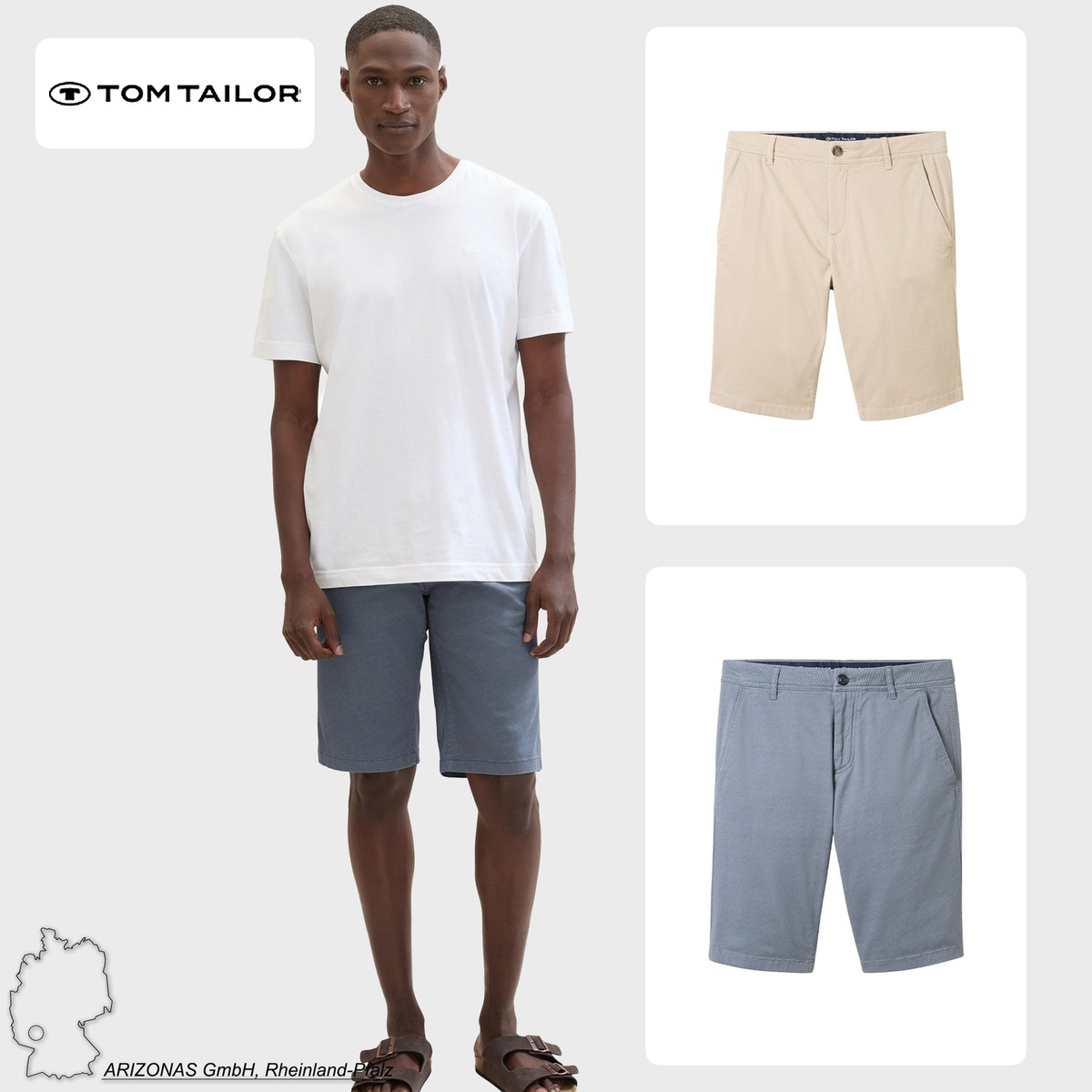 Pantaloni corti da uomo TOM TAILOR Chino Slim Fit Comfort Estivi