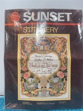 VINTAGE SUNSET Stitchery Kit - WEDDING CERTIFICATE - 14" x 18"