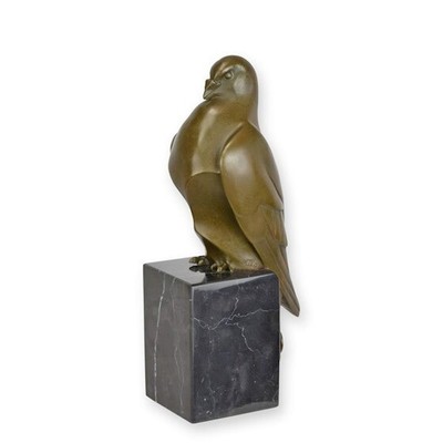 Bronze Figur Skulptur Taube Marmor Sockel Vogel Pigeon Statue Deko EJA2013.2