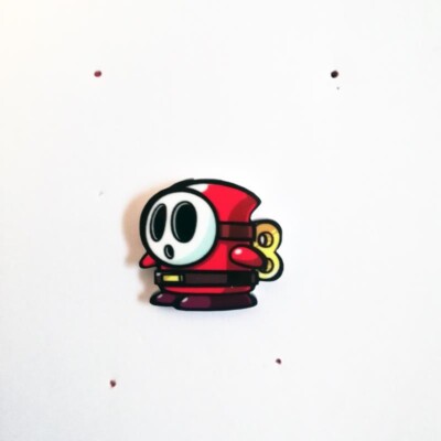 Mario vs Donkey Kong - Mini Shy Guy Toy Pin Badge - Nintendo - Home Crafted