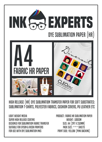 A4 Fabric HR 100g Sublimation Transfer Paper 100 Sheet for T-Shirt & Fabrics