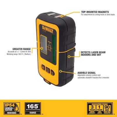 Dewalt Green Laser Line Detector With Adjustable Volume Alert Voice Signal