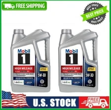 2 Pack Mobil 1 High Mileage Full Synthetic Motor Oil 5W-30, 5 Quart
