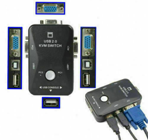 2 or 4 Port USB/PS2 KVM VGA Switch with 2 or 4 Set Cable For Mouse