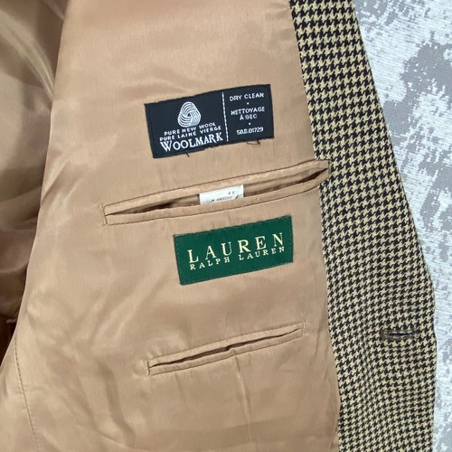 Tuta blazer due bottoni Lauren Ralph Lauren uomo 46 pied de poule lana marrone nero - Foto 9 di 14