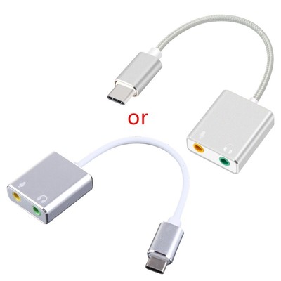 External USB Sound Card Type C to 3.5mm Jack USB Audio Adapter Alloy Case