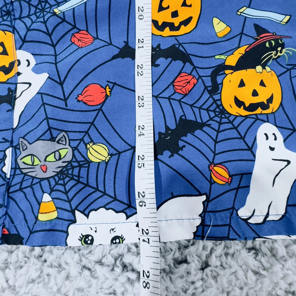 Luv Scrubs Scrub Top Unisex Size Large Halloween Pumpkins Ghosts Cats Bats Web - Image 4 of 4