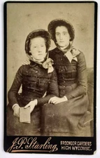 Antique CDV Photo Young Victorian Sisters Matching Fashion Starling High Wycombe