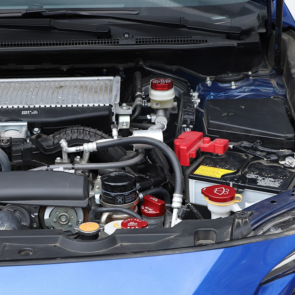 4Pcs Red Engine Bay inner Tnak Cap Overlay Dress Up Fits Subaru WRX 2022-24 - Image 2 of 4