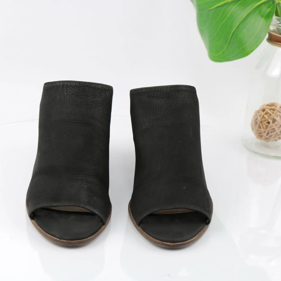 Lucky Brand 女式 Organza Mule 凉鞋 7 码黑色皮革拖鞋鞋 — 第 2/4 张图片