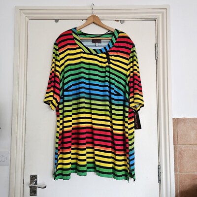 SEMPRE PIU by CHALOU Jersey Rainbow Colour Tunic Top UK Size 32 BNWT 