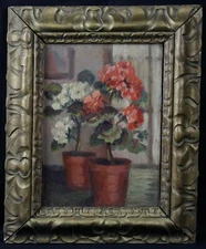 Oil On Panel Representative Un Bouquet of Flowers Signed Walloon Still Life