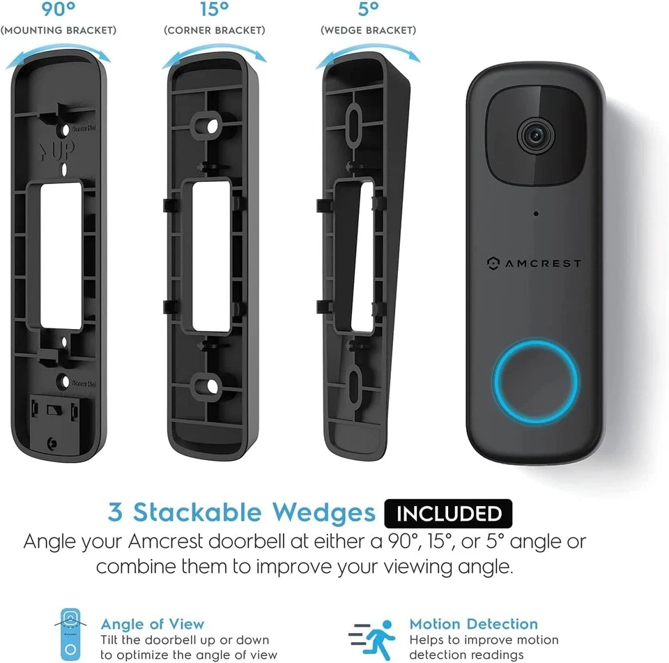 Amcrest 4MP Video Doorbell Camera Pro 2.4 GHz WiFi Outdoor Smart 164º Angle - - Image 4 of 4