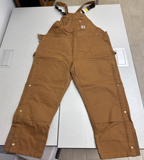 NWT Carhartt Double Front Bib Overalls BROWN Zip to Thigh QUILT LINED, 50x30