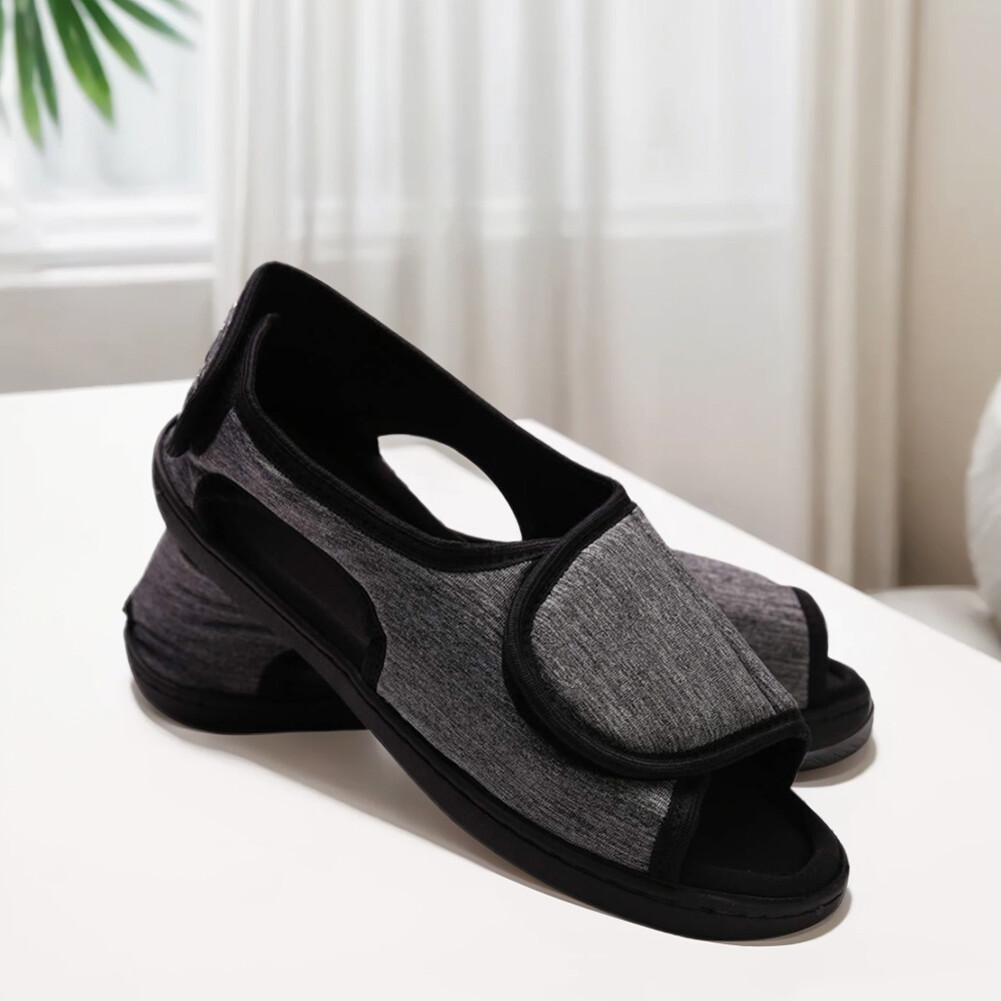 APL Scarpe Diabetiche Calzature Edema Slip On Regolabili per Piedi Gonfi (Grigio 38 39)