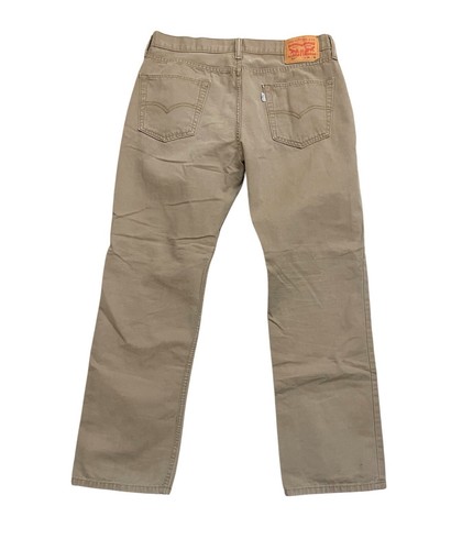 Levis 514 Jeans 34X30 Straight Leg Slim Fit Khaki Denim Tan Gold Tab - Picture 2 of 5