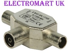 TV AERIAL COAXIAL COAX 1 X FEMALE PLUG TO 2 X MALE SOCKETS ALUMINIUM Y SPLITTER