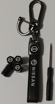 Metal Alloy Keychain Key Chain & 4 Tire Valve Stem Air Caps Dust Covers Auto Car