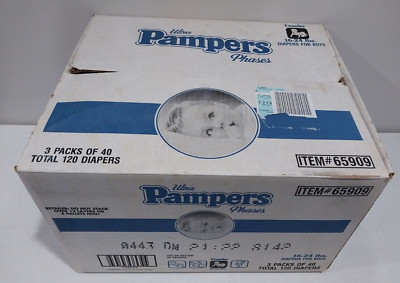 Vintage 1980s Pampers Phases Diapers EMPTY Grocery Case/Box ~Movie TV Prop Decor