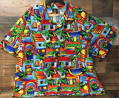 TOUCAN DANCE Hawaiian Shirt Men XL Tropical Travel Vacation Multicolor Villa VTG